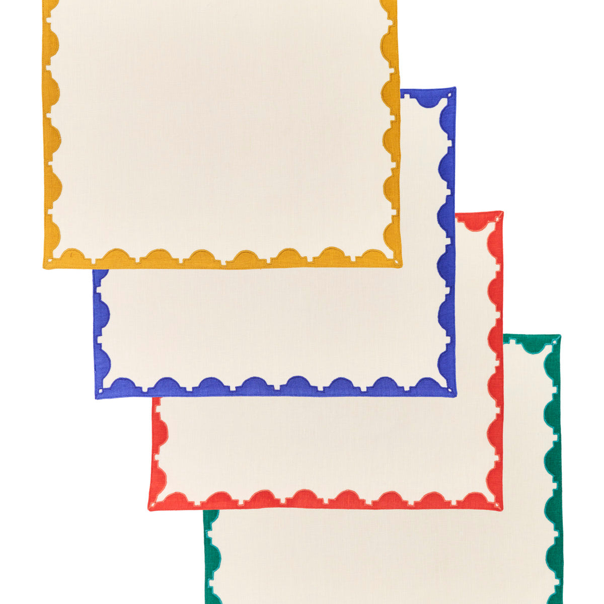 Monaco Appliqué Border Linen Placemats Set of 4