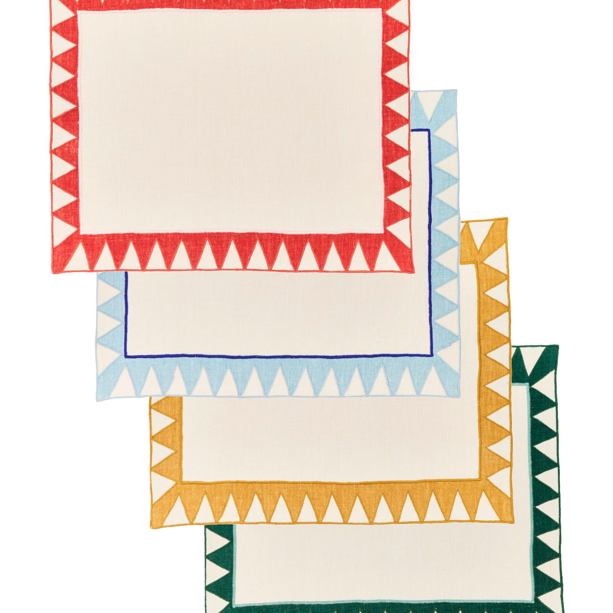 Monaco Chevron Embroidered Linen Placemats Set of 4