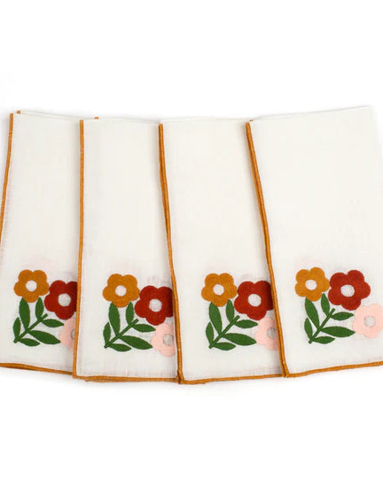 Misette-floral-embroidered-amber-red-orange-linen-napkins-set