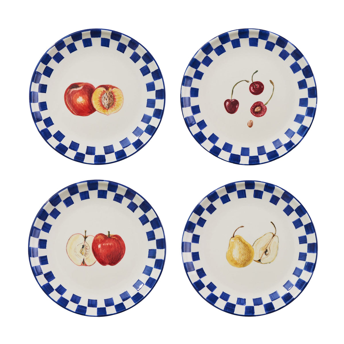 Still Life Hand-Painted Salad Plates in Blue (Set of 4)