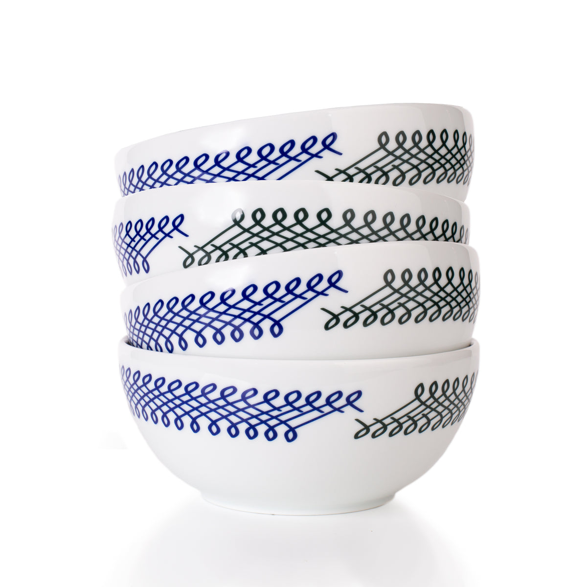 Ribbon Porcelain Bowls Set-of-Four