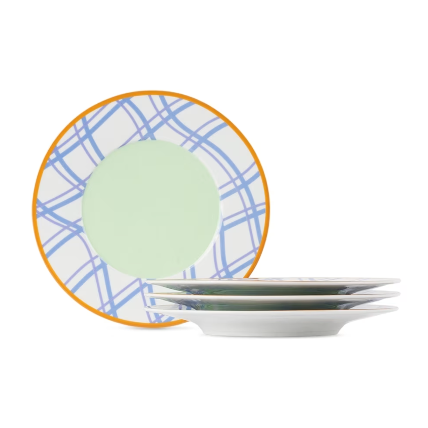 Grid Porcelain Salad Plates Set-of-Four