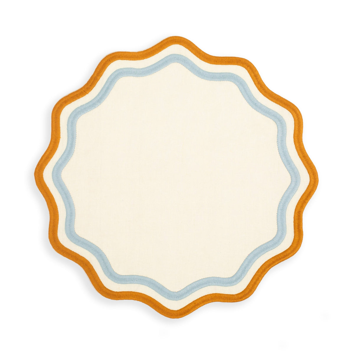 Misette Colorblock Embroidered Placemats in Blue/Amber