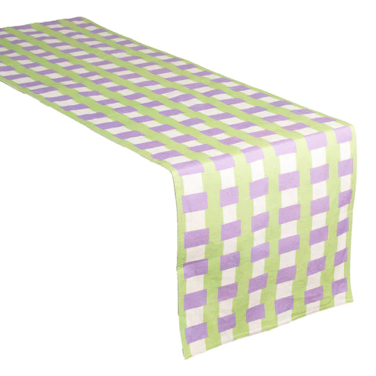 Misette-Grid-Purple-green-linen-table-runner 