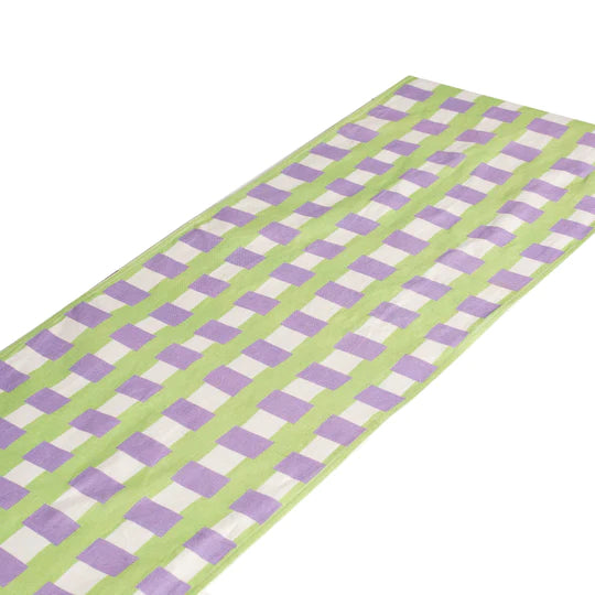 Misette-Grid-Purple-green-linen-table-runner 