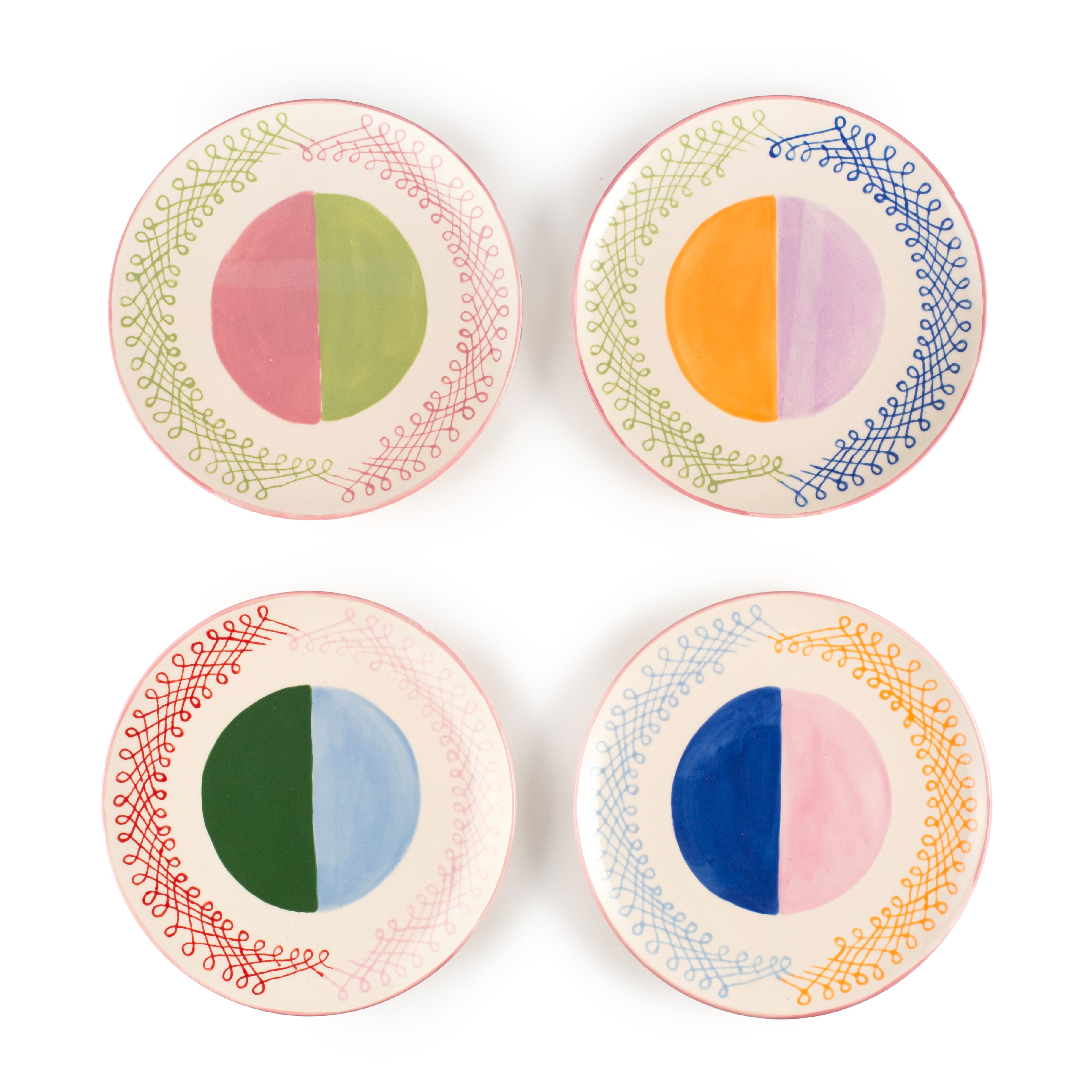 Ribbon 1951 Hand-Painted Dinner Plates (Set of 4)